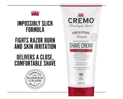 Cremo Barber Grade Original Shave Cream, Astonishingly Superior Ultra-Slick Shaving Cream Fights Nicks, Cuts and Razor Burn, 6 Fl Oz (2 Pack)