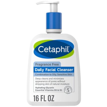 Cetaphil Face Wash, Daily Facial Cleanser for Sensitive, Combination to Oily Skin, NEW 16 oz, Fragrance Free, Gentle Foaming, Soap Free, Hypoallergenic (Packaging May Vary)